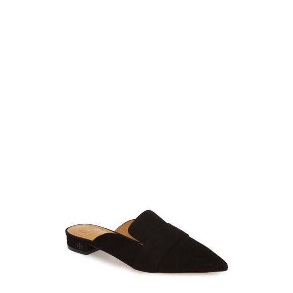 Tory Burch Leigh Suede Ballet Mules in Black Leather - Size 9M - Picture 1 of 8